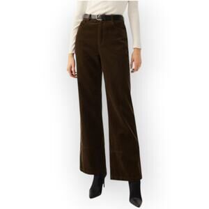 Commense Brown Corduroy Wide Leg Pants XL US 12 High Rise Minimalist Modern Chic